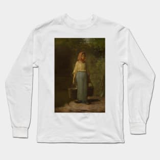 Peasant Girl Returning From The Well by Jean-Francois Millet Long Sleeve T-Shirt